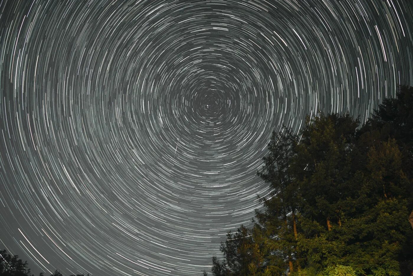 Long exposure star trail photograph