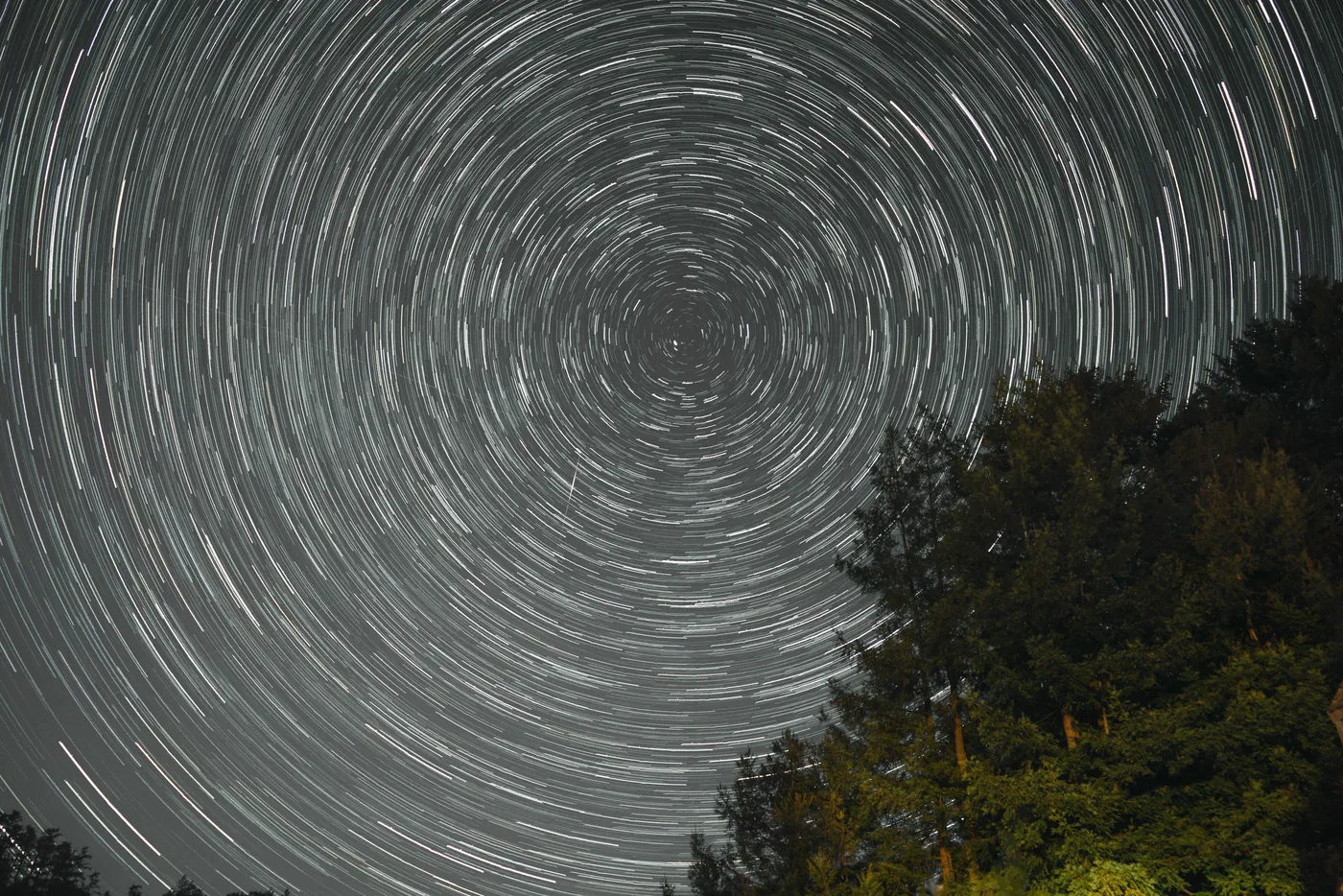 Long exposure star trail photograph
